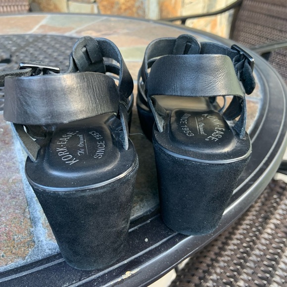 Kork-Ease * Gladiator Black Leather Platform Wedge Sandals - Picture 4 of 8